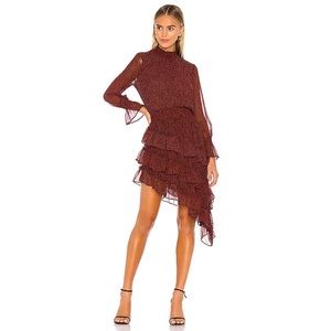 MISA Los Angles Savanna Dress in Mini Red Banana Leaf